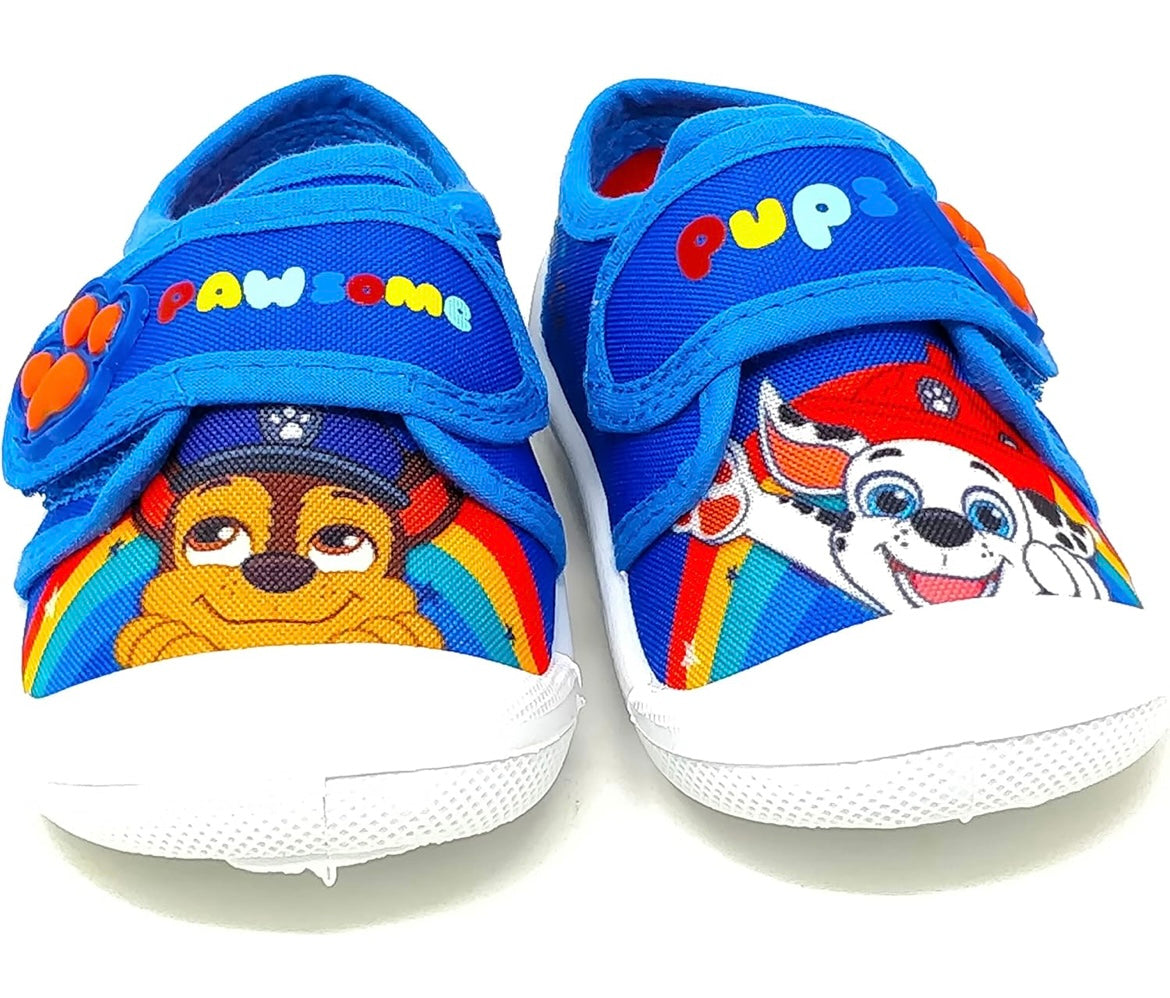 PAW Patrol Boys Velcro Trainers - Blue - UK Size 4-9 - Infant Canvas Shoes