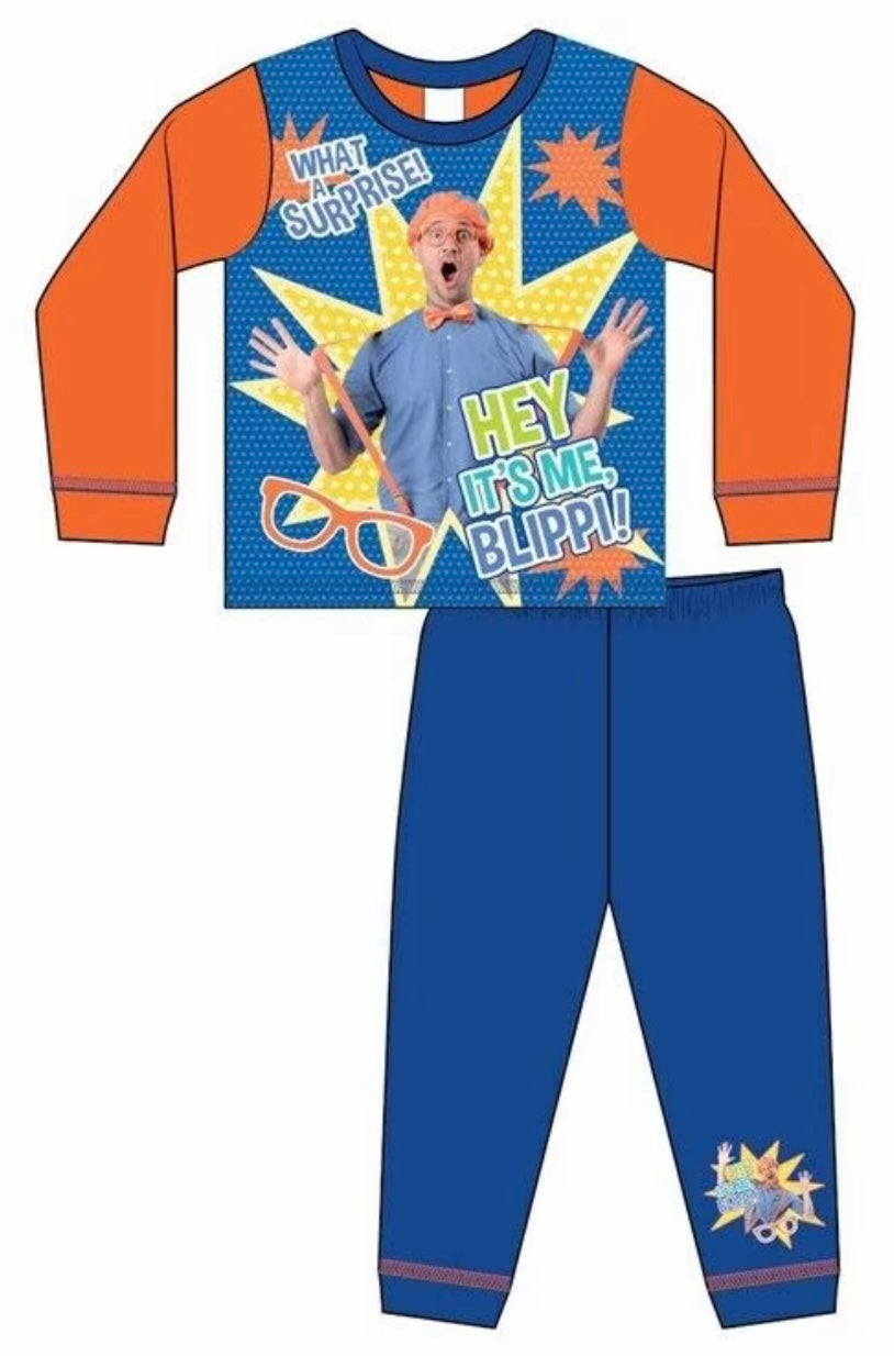 Blippi Pyjama Set For Boy's And Girl's 'Hey It's Me, Blippi' Character PJS Ages 18 Months - 5 Years Blue & Orange