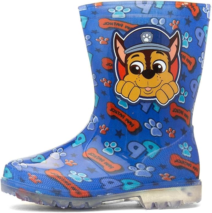 BOYS PAW PATROL CHASE WELLIES RAIN WELLINGTON BOOTS KIDS WELLYS UK SIZE 6-12