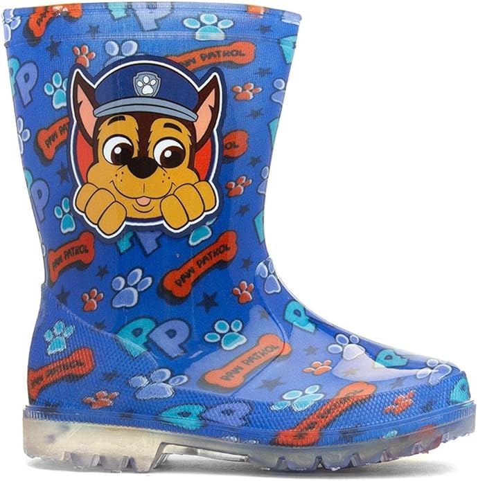 BOYS PAW PATROL CHASE WELLIES RAIN WELLINGTON BOOTS KIDS WELLYS UK SIZE 6-12