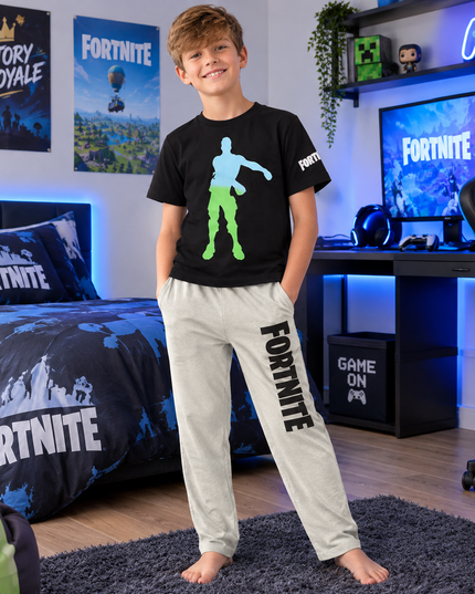 Kids’ Fortnite Pyjama Set – Black & Grey Flossing PJ's