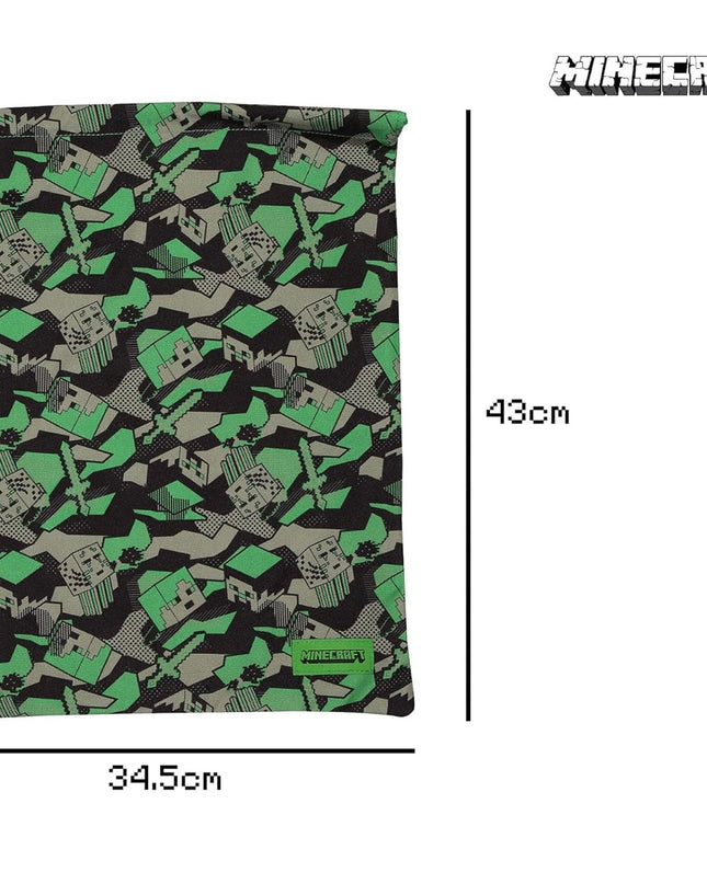 Minecraft Camo Creeper Gym Bag, Kids, One Size, Green/Black, Official Merchandise