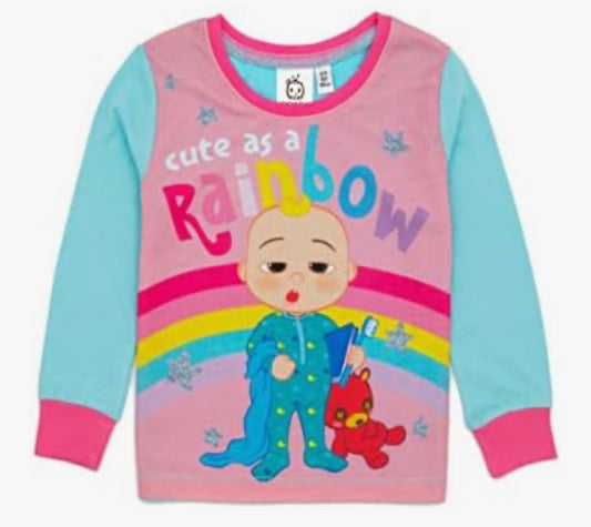 Cocomelon Girl's Pyjamas - Cute As A Rainbow Design Long Sleeve PJ'S for 12-18 Months to 3-4 Years