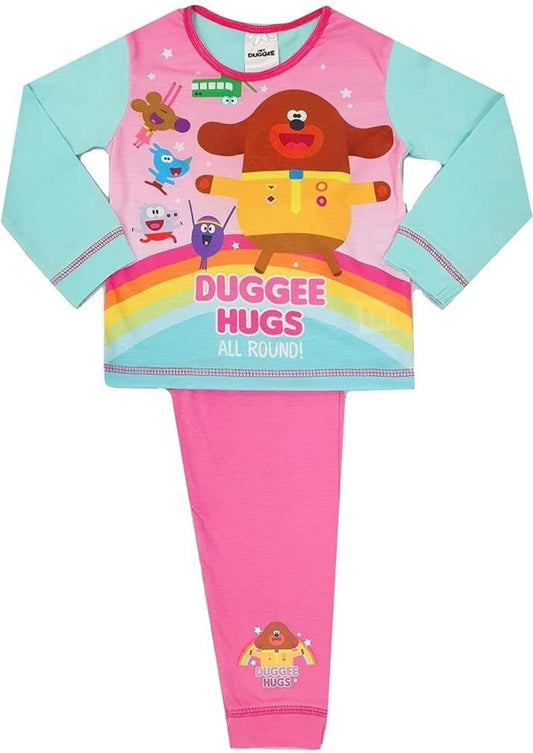Hey Duggee Girl's Pyjamas 'Hugs All Round' Ages 18 Months - 5 Years Kids PJS Long Sleeve 2-piece Pyjama Set with Graphic Design