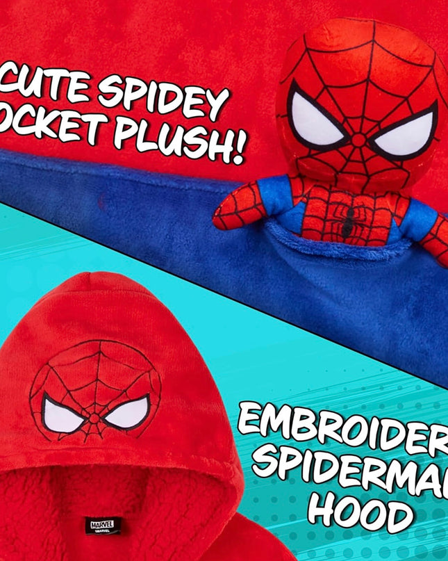 Marvel Spiderman Boys Fleece Hoodie Blanket with Attached Plush - Boys Gifts