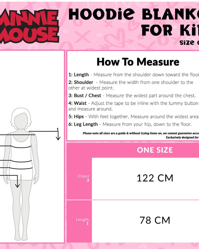 Girls Minnie Mouse Hooded Blanket With Plush Minnie Attached Oversized Fleece