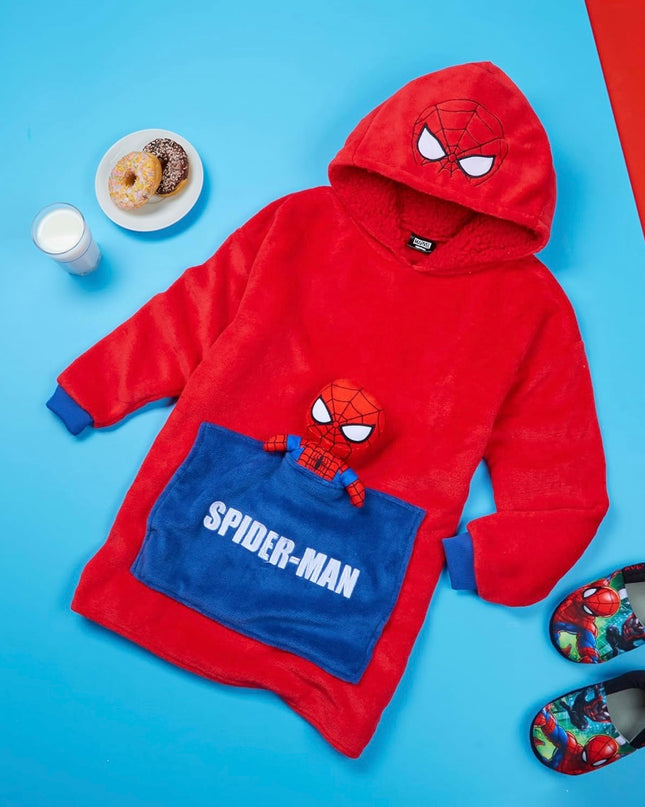 Marvel Spiderman Boys Fleece Hoodie Blanket with Attached Plush - Boys Gifts