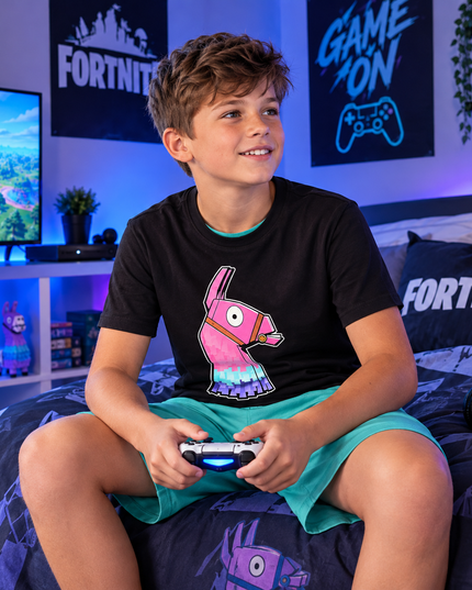 Kids’ Fortnite Llama T-Shirt & Shorts Pyjama Set Age 6-14
