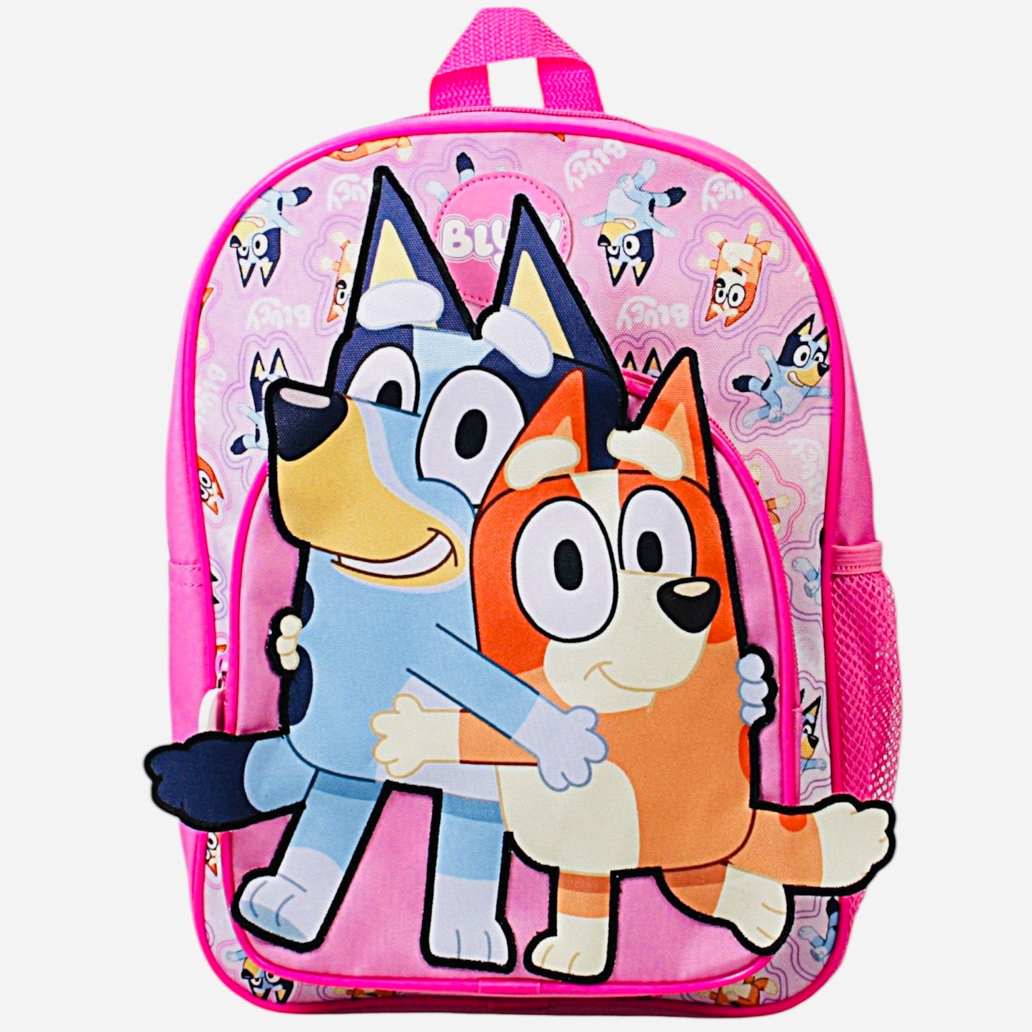 Bluey Kids Backpack Preschool Children's Bag Girls Nursery Rucksack With Large Front Pocket - Pink 3D Design