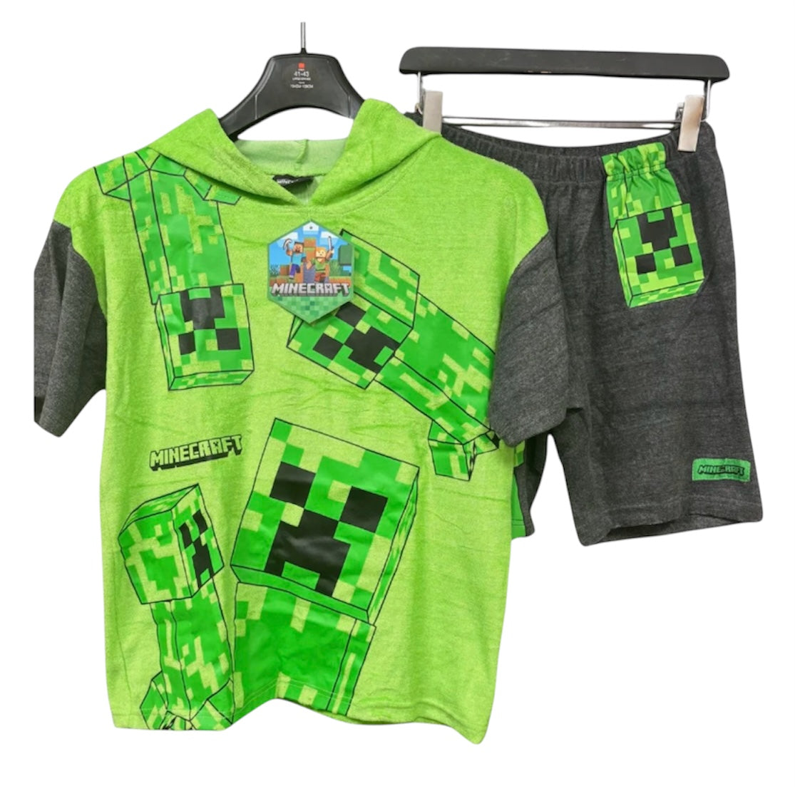 Minecraft Poncho Top and Shorts Towel Set - Boy's/Girl's Towelling 2 Pcs Set - Creeper