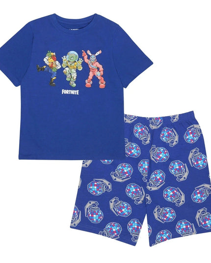 Kids’ Fortnite Pyjama Set – Blue Gaming T-Shirt & Shorts 7-14 Years