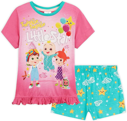 Cocomelon Pyjama Set In Pink and Teal